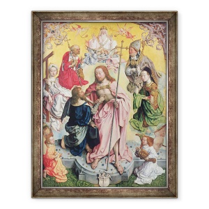 Tablou inramat - Master of St. Bartholemew - Panoul central al altarpiesei Sf. Thomas, 1501, Hristos si Sfantul Toma inconjurati de Sfantul Elena, Maria Magdalena, 60 x 80 cm