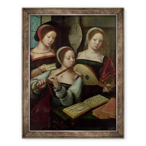 Tablou inramat - Master of the Female Half Lengths - Trei muzicieni, 70 x 90 cm