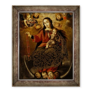 Tablou inramat - Melchor Pérez de Holguín - Fecioara Rozariului, 70 x 85 cm