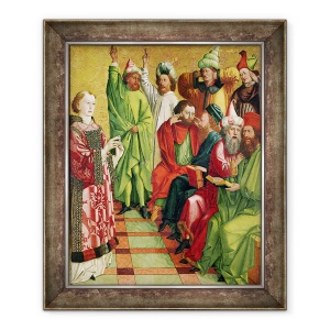 Tablou inramat - Michael Pacher - Sfantul stefan in fata Judecatorilor, din Altarul Sfantului stefan, 50 x 60 cm