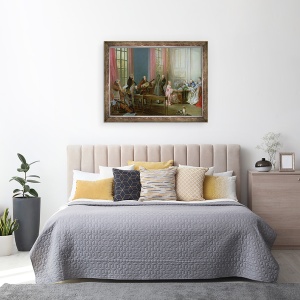 Tablou inramat - Michel Barthelemy Ollivier - Tanarul Mozart la clavichord, detaliu de la Le The a lAnglaise, un concert la casa Princesse de Conti, 60 x 80 cm - Img 3
