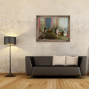 Tablou inramat - Michel Barthelemy Ollivier - Tanarul Mozart la clavichord, detaliu de la Le The a lAnglaise, un concert la casa Princesse de Conti, 70 x 90 cm - Img 2