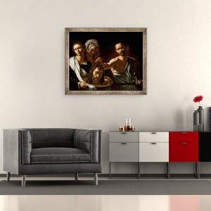 Tablou inramat - Michelangelo Merisi da Caravaggio - Salome primeste capul Sfantului Ioan Botezatorul, 50 x 60 cm - Img 2