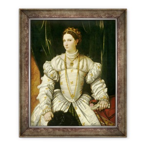 Tablou inramat - Moretto da Brescia - Portret De O Doamna in alb, 70 x 85 cm