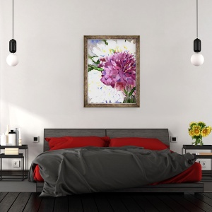 Tablou inramat - Neela Pushparaj - Bujor rosu, 70 x 90 cm - Img 3