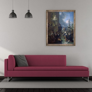 Tablou inramat - Nicolaes Pietersz. Berchem - Concert intr-o piata publica, 50 x 60 cm - Img 2