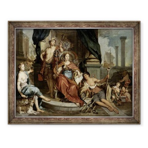 Tablou inramat - Nicolaes Verkolje - Apoteoza Companiei Olandeze a Indiilor de Est Alegorie a Camerei de Comert din Amsterdam a COV, 70 x 90 cm