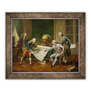 Tablou inramat - Nicolas Andre Monsiau - Ludovic al XVI-lea 1754-93 Dand instructiuni lui La Perouse, 29 iunie 1785, 50 x 60 cm