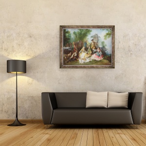 Tablou inramat - Nicolas Lancret - Masa Petrecerii de Vanatoare, 70 x 90 cm - Img 2