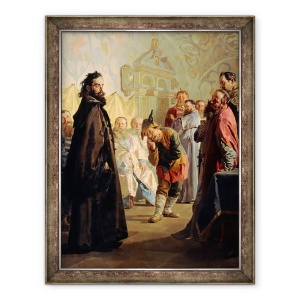 Tablou inramat - Nikolai Vasilievich Nevrev - Boierul dizgratiat si un bufon, 60 x 80 cm