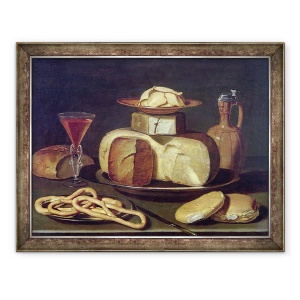 Tablou inramat - Osias Beert the Elder - Natura moarta cu paine, branza, 60 x 80 cm