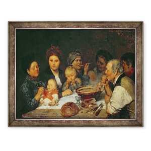 Tablou inramat - Otto Edmund Guenther - Muncitorii la o masa, Thueringen, 60 x 80 cm