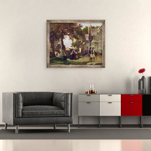 Tablou inramat - Otto Weber - Biserica din Bretania, 50 x 60 cm - Img 2