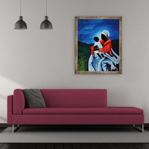 Tablou inramat - Patricia Brintle - Madonna si copilul - Primele cuvinte, 50 x 60 cm - Img 2
