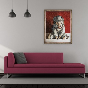 Tablou inramat - Peter Jones - Maimuta alba pe rosu, 2006, 50 x 60 cm - Img 2
