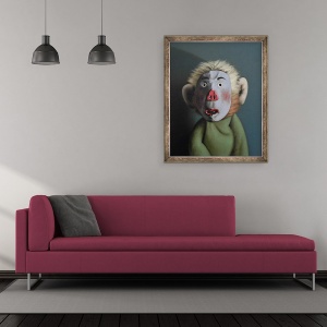 Tablou inramat - Peter Jones - Maimuta in masca de porc, 2005, 50 x 60 cm - Img 2