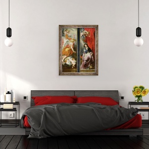Tablou inramat - Peter Paul Rubens - Buna Vestire, de la inversul Triptic al Martiriului Sfantului stefan, 60 x 80 cm - Img 3