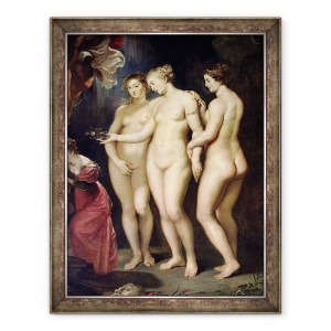 Tablou inramat - Peter Paul Rubens - Ciclul Medici, Educatia Mariei de Medici, detaliu al celor Trei Gratii, 70 x 90 cm