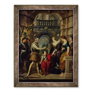 Tablou inramat - Peter Paul Rubens - Ciclul Medici, Henri al IV-lea 1553-1610 plecand in razboiul din Germania si daruind guvernul regatului sau Mariei de Medici 1573-1642 20 martie 1610, 70 x 90 cm