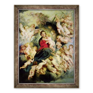Tablou inramat - Peter Paul Rubens - Fecioara si Pruncul inconjurat de Sfintii Inocentii sau, Fecioara cu ingeri, 60 x 80 cm