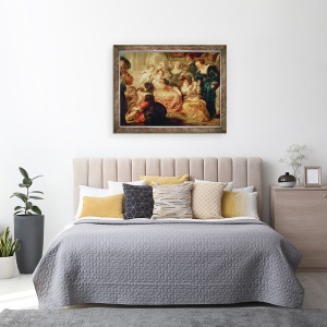 Tablou inramat - Peter Paul Rubens - Gradina Iubirii detaliu al grupului cu sotia lui Rubens, Hélène Fourment, 60 x 80 cm - Img 3