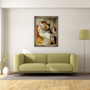 Tablou inramat - Peter Paul Rubens - Helene Fourment 1614-73 cu doi dintre copiii ei, Claire-Jeanne si Francois, 70 x 90 cm - Img 2
