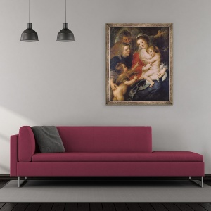 Tablou inramat - Peter Paul Rubens - Sfanta familie cu Sfanta Elisabeta si Pruncul Sfantul Ioan Botezatorul, 50 x 60 cm - Img 2