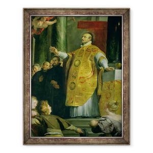 Tablou inramat - Peter Paul Rubens - Viziunea Sfantului Ignatiu din Loyola c.1491-1556 detaliu al sfantului, 70 x 90 cm