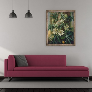 Tablou inramat - Philip Reinagle - Floarea Pasiunii Albastra pentru Templul Florii de Robert Thornton, 50 x 60 cm - Img 2