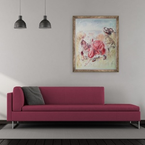 Tablou inramat - Pierre Auguste Renoir - Tineri Fete Joc, 50 x 60 cm - Img 2
