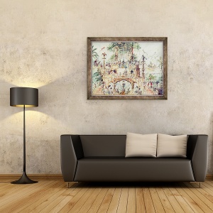 Tablou inramat - Pierre Luc Charles Ciceri - Set de design pentru Aladdin, 70 x 90 cm - Img 2