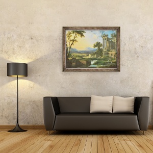 Tablou inramat - Pierre Patel - Peisaj italian cu ruine, 70 x 90 cm - Img 2