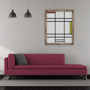 Tablou inramat - Piet Mondrian - Compozitie in alb, rosu si galben, 50 x 60 cm - Img 2