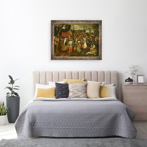 Tablou inramat - Pieter Bruegel the Elder - Targul taranesc, 60 x 80 cm - Img 3