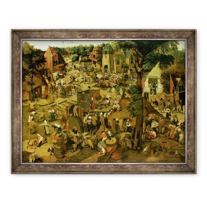 Tablou inramat - Pieter Brueghel the Younger - Targ cu prezentare teatrala, 60 x 80 cm
