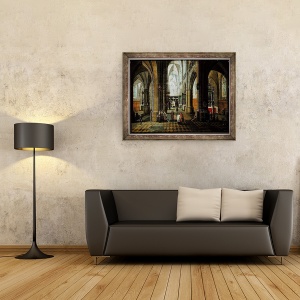 Tablou inramat - Pieter Neefs the Elder - Interiorul unei biserici, 70 x 90 cm - Img 2