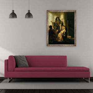 Tablou inramat - Rembrandt Harmensz van Rijn - Simeon si Hannah in Templu, 70 x 85 cm - Img 2