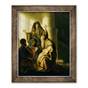 Tablou inramat - Rembrandt Harmensz van Rijn - Simeon si Hannah in Templu, 50 x 60 cm