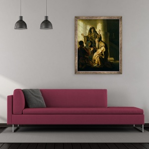 Tablou inramat - Rembrandt Harmensz van Rijn - Simeon si Hannah in Templu, 50 x 60 cm - Img 2