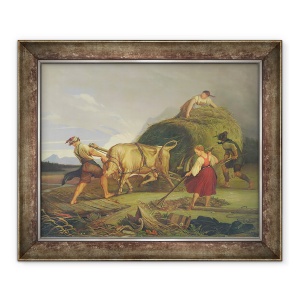 Tablou inramat - Rudolph Friedrich Wasmann - Recoltarea fanului inainte de furtuna, 50 x 60 cm