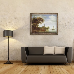 Tablou inramat - Salomon van Ruisdael - Scena raului, 60 x 80 cm - Img 2