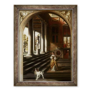 Tablou inramat - Samuel van Hoogstraten - Vizualizare in perspectiva cu o femeie care citeste o scrisoare, 60 x 80 cm