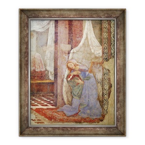 Tablou inramat - Sandro Botticelli - Buna Vestire, detaliu al fecioarei, 50 x 60 cm
