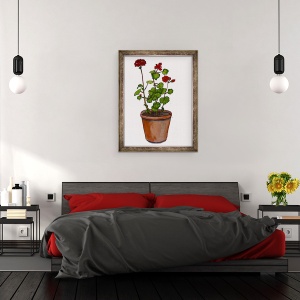 Tablou inramat - Sarah Thompson-Engels - Geraniums in ghiveci de flori,2019, 60 x 80 cm - Img 3