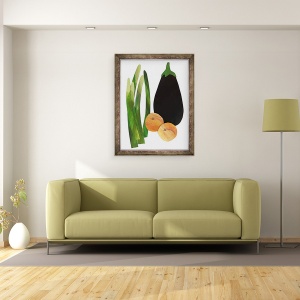 Tablou inramat - Sarah Thompson-Engels - sparanghel, caise, vinete, 60 x 80 cm - Img 3