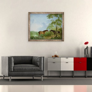 Tablou inramat - Sawrey Gilpin - Mare si armasar intr-un peisaj, 50 x 60 cm - Img 2