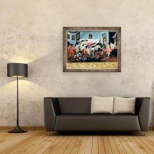 Tablou inramat - Scoala austriaca - Arestarea lui Albrecht von Wallenstein 1583-1634 la Eger de catre o forta de ofiteri irlandezi si scotieni sub comanda generalului Butler, 70 x 90 cm - Img 2