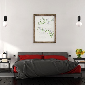 Tablou inramat - scoala engleza - Poezie, dintr-un Album de poezii, desene de grafit si acuarela, 70 x 90 cm - Img 3