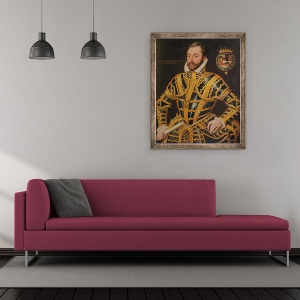 Tablou inramat - Scoala Engleza - William Somerset c.1527-89 al treilea conte de Worcester, 50 x 60 cm - Img 2