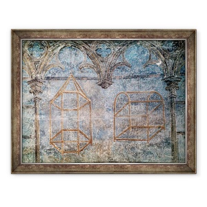 Tablou inramat - Scoala franceza - Custile si detaliile arhitecturale din dormitorul papei, 60 x 80 cm